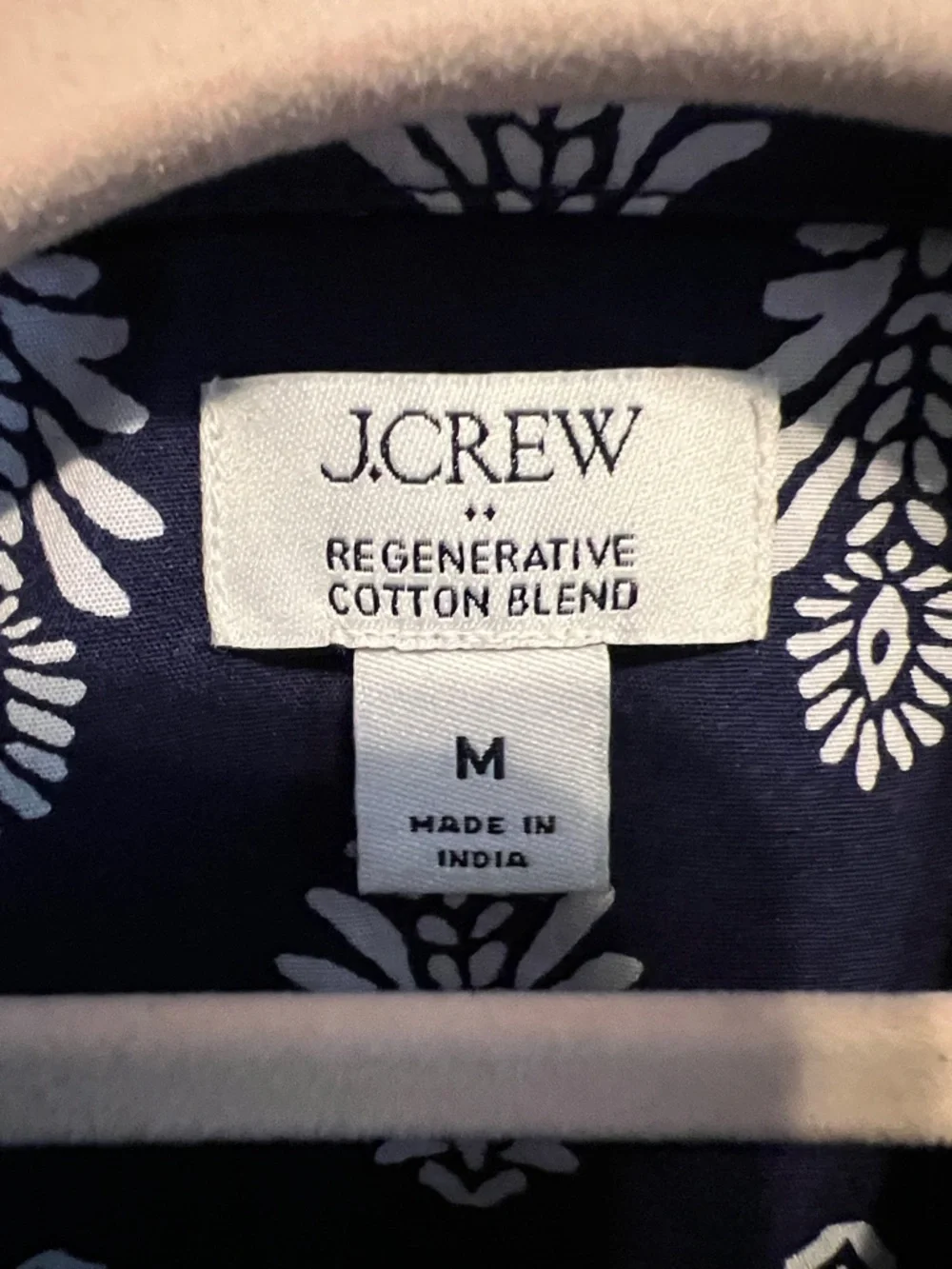 J.Crew Blue White‎ Block Print Button Down Shirt Medium Cotton Blend